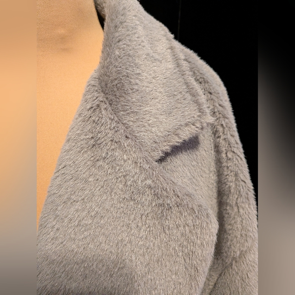 Women's Gray Belted Teddy Coat By COMMENSE Oversized L - Picture 5 of 15